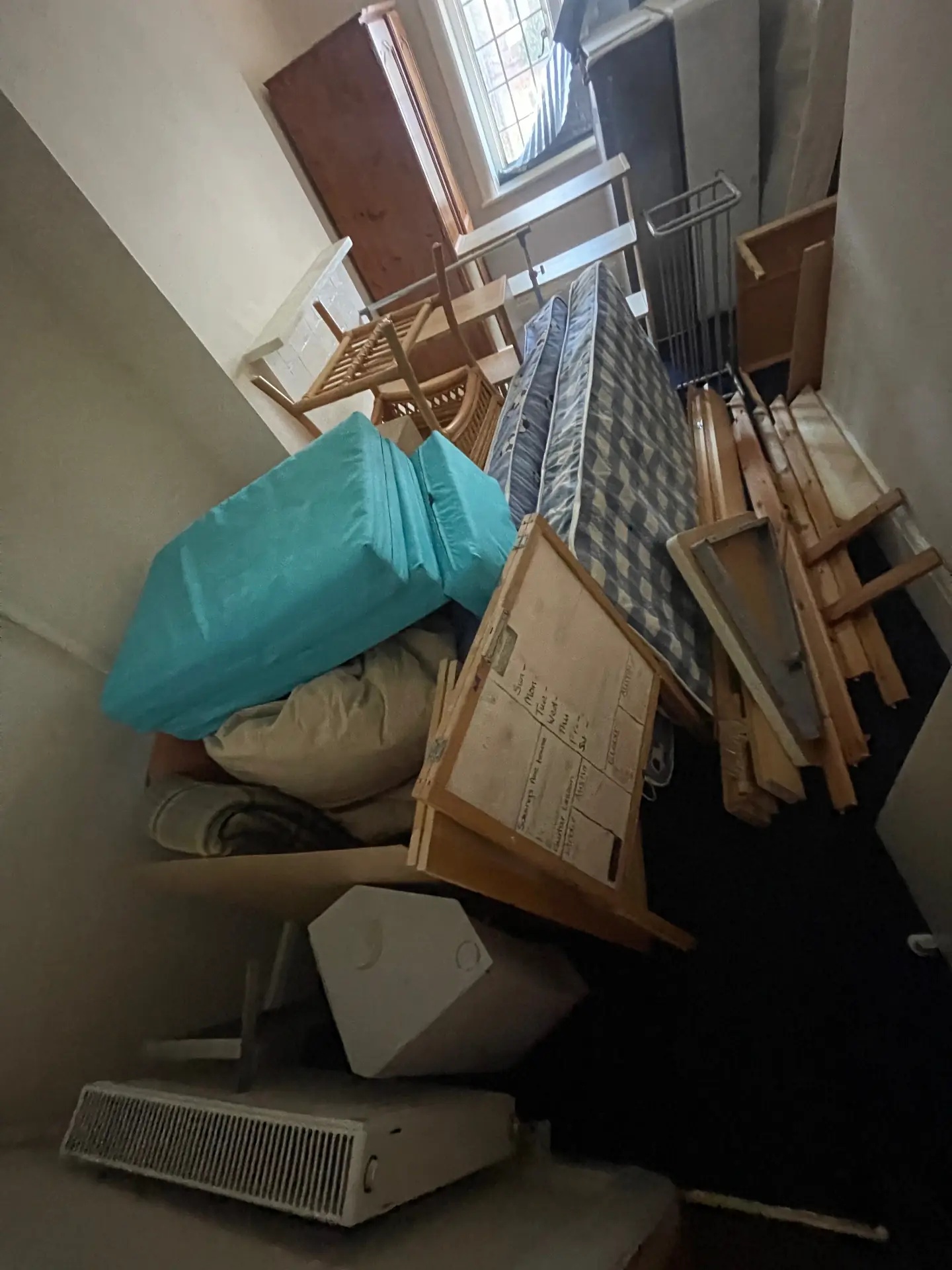 Before — Havant full house clearance down a tight Victorian staircase